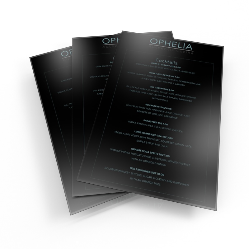 RESTAURANT LAMINATED MENU PRINTING